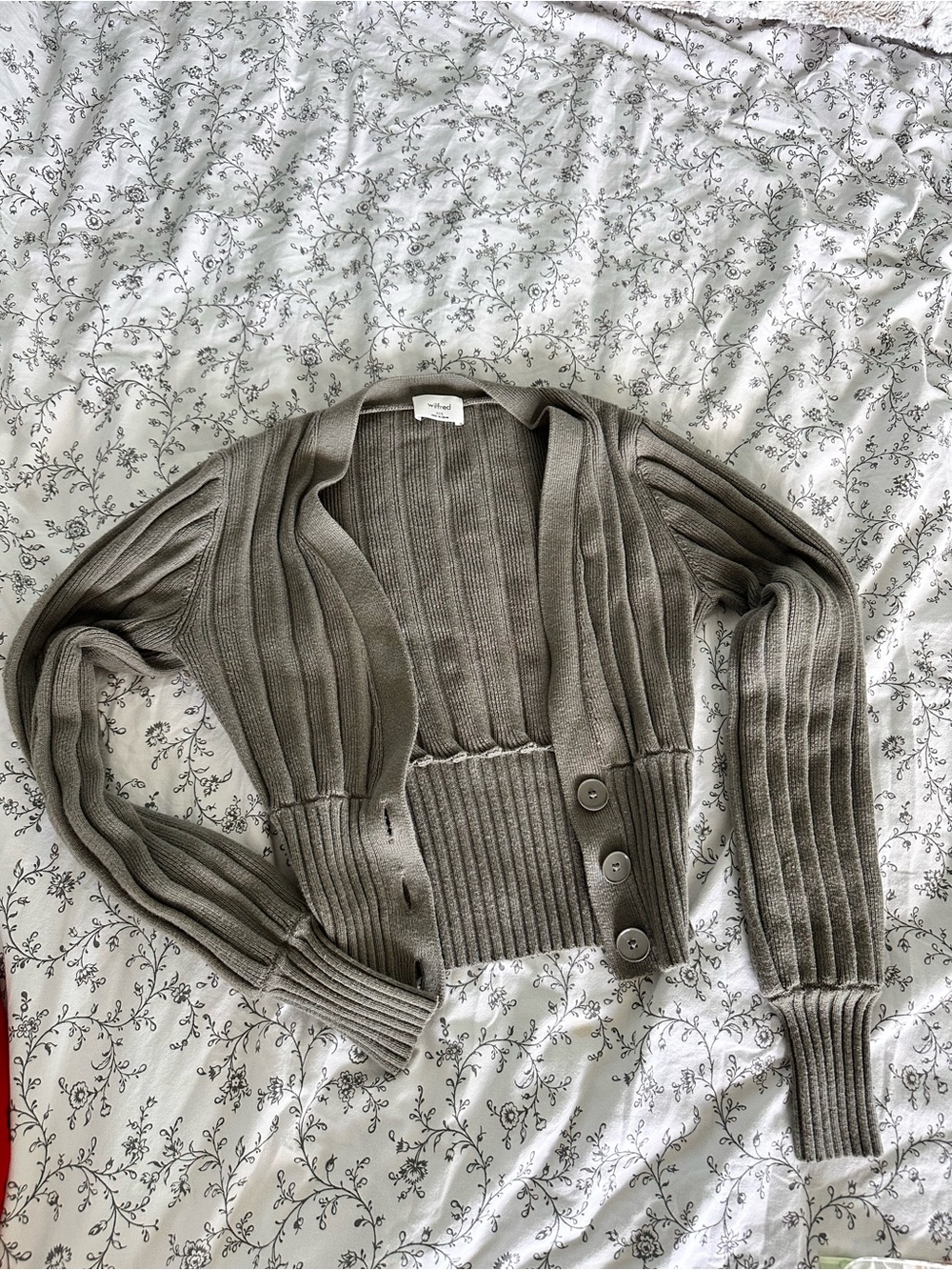 Wilfred Cropped Ribbed Open-Front Cardigan - Taupe Gray